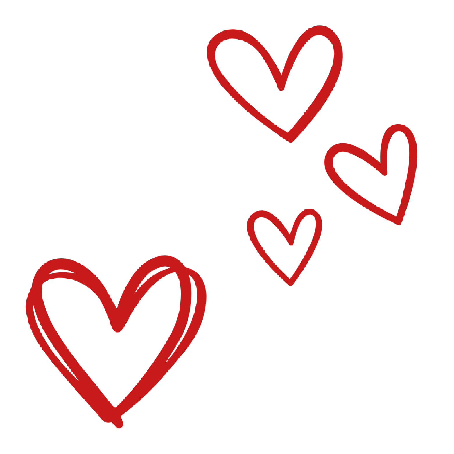 Red handrawn hearts